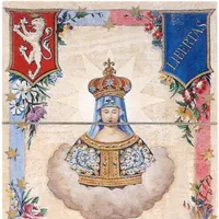 Il Drappellone del Palio del 2 luglio 1890, vinto dalla Contrada del Drago
