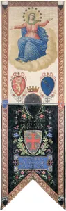 Il Drappellone del Palio del 16 agosto 1881, vinto dalla Contrada del Drago